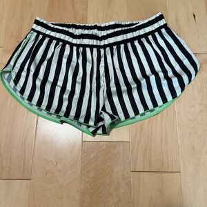 NWT Women kilo Brava satin sleep shorts beetlejuice inspired stripe green piping